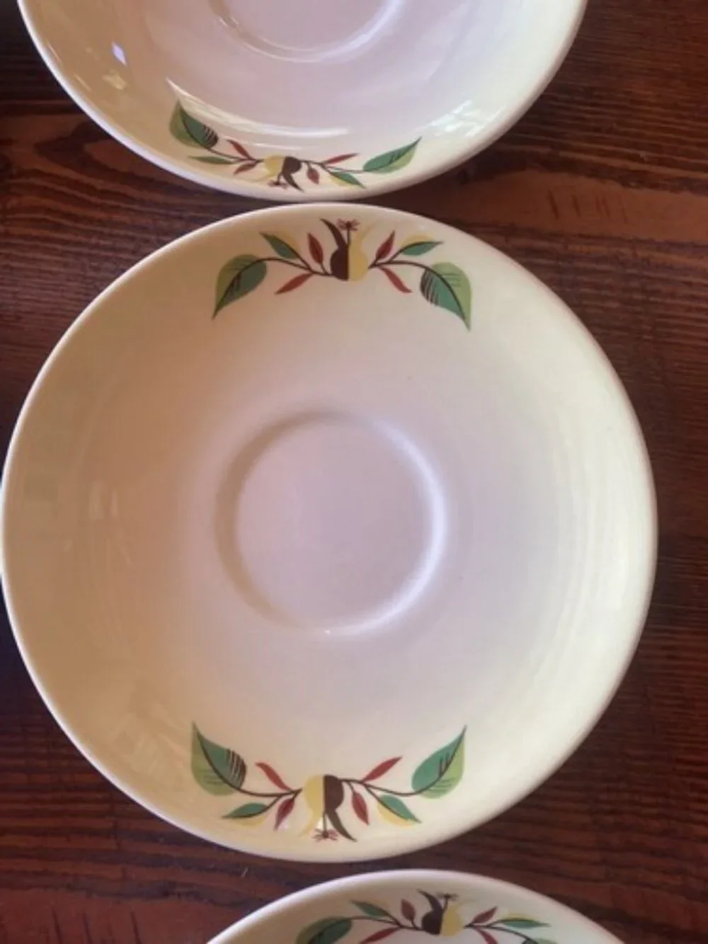 6 Teacup Saucers Taylor Smith Taylor Swiss Provincial 6” Yellow Antique 1952